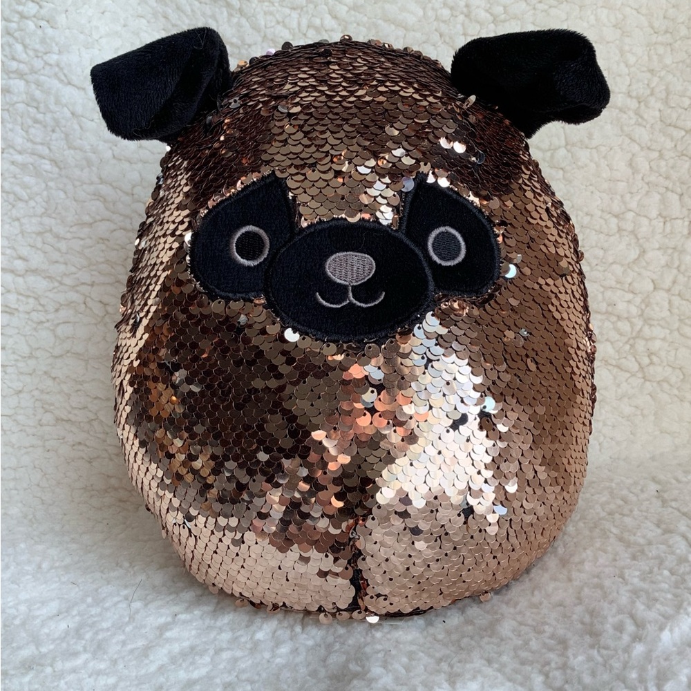 KELLYTOY Squishmallow 9 inch Prince Pug Reversible Sequins Plush Stuffed Dog